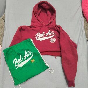 Bel-Air Athletics Cropped Hoodie & Drawstring Bag Set | Small | Streetwear